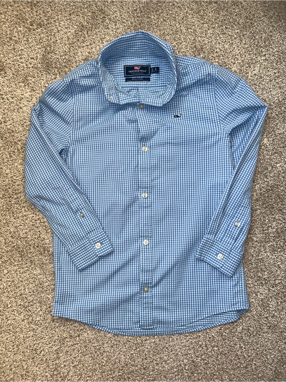 Boys Vineyard Vines Performance Whale Shirt Size S 8-10